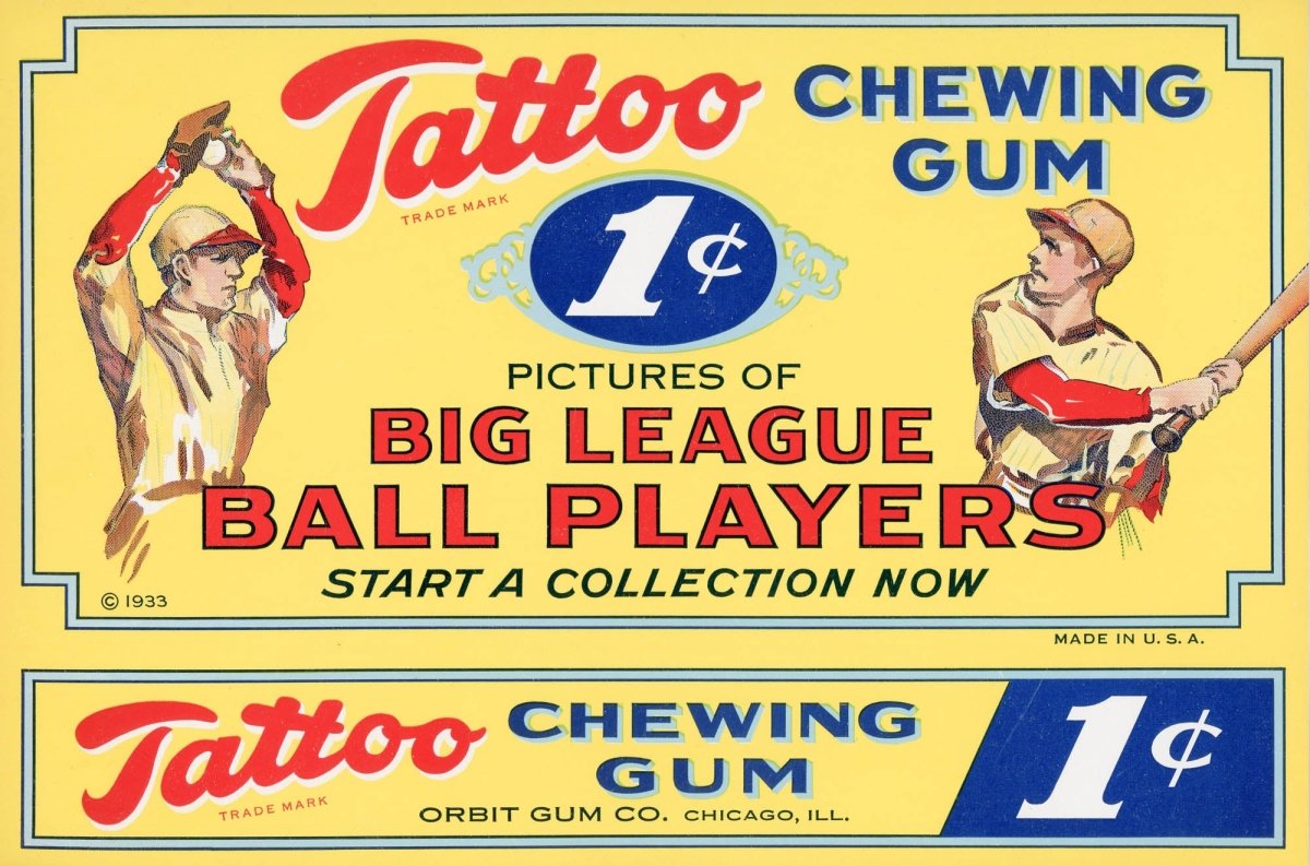 Vintage 1933 R305 Tattoo Orbit Baseball Cards Box Insert