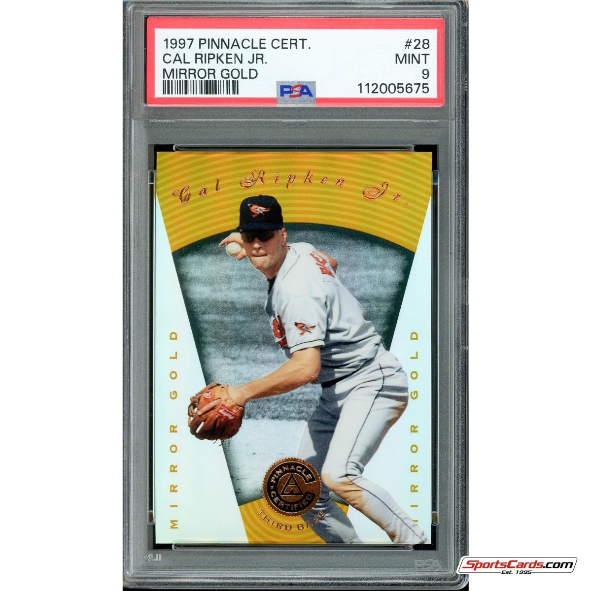 1997 Pinnacle Certified Mirror Gold Cal Ripken Jr. #28 PSA 9