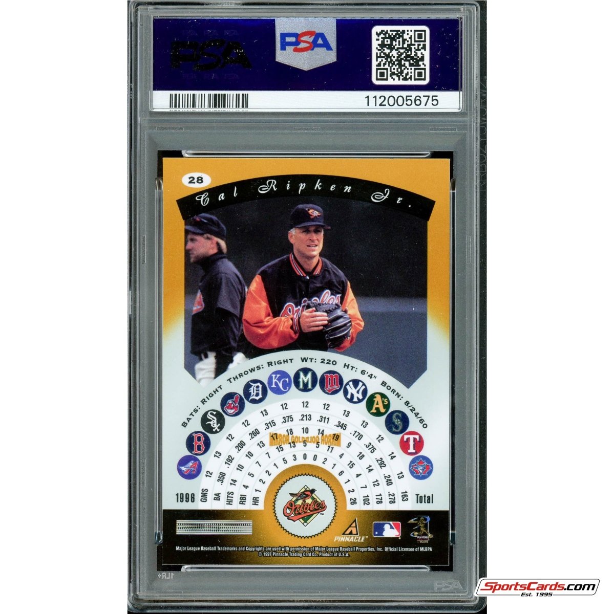 1997 Pinnacle Certified Mirror Gold Cal Ripken Jr. #28 PSA 9