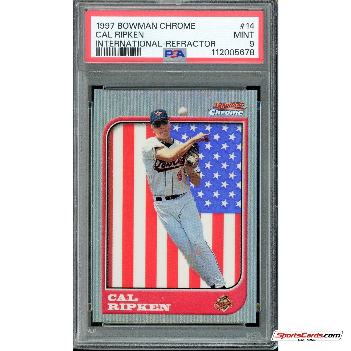 1997 Bowman Chrome International Refractor #14 Cal Ripken PSA 9 Mint
