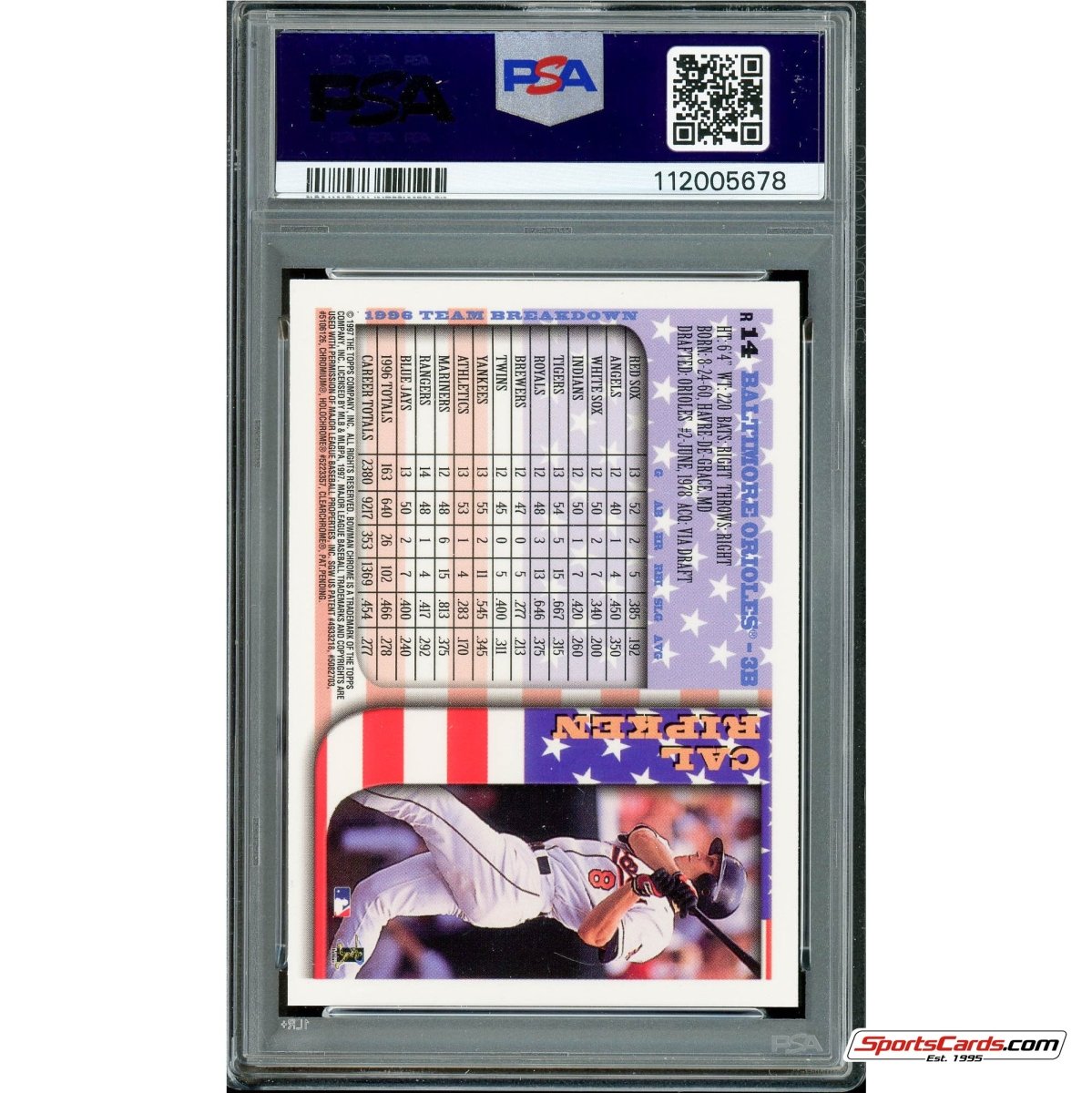 1997 Bowman Chrome International Refractor #14 Cal Ripken PSA 9 Mint