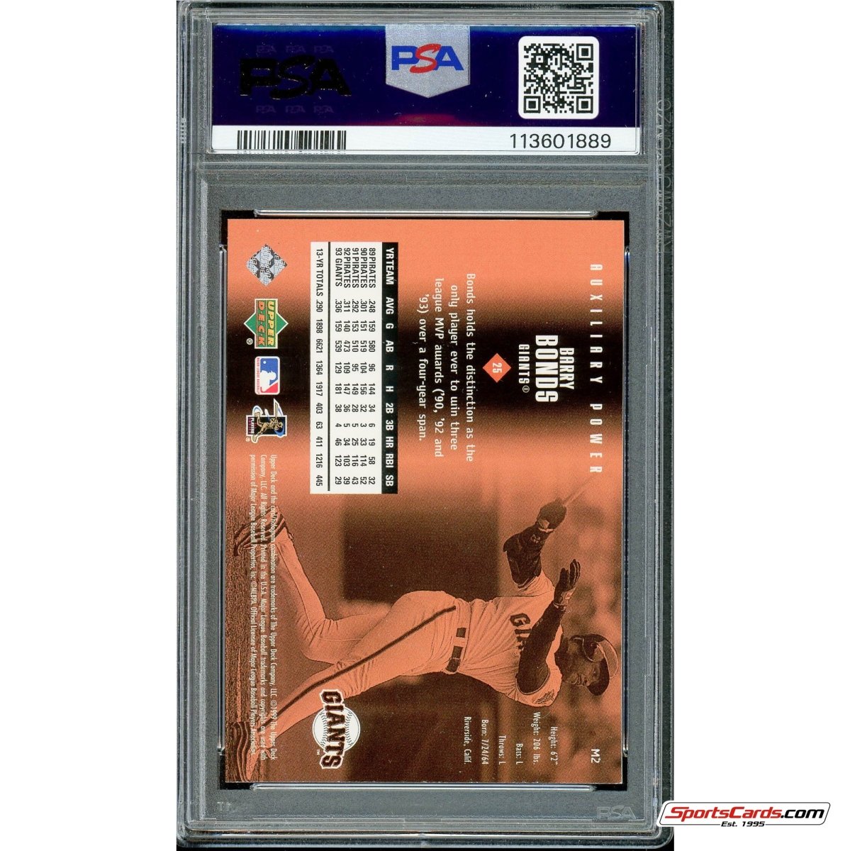 1999 UD Powerdeck MVP Auxiliary Barry Bonds #M2