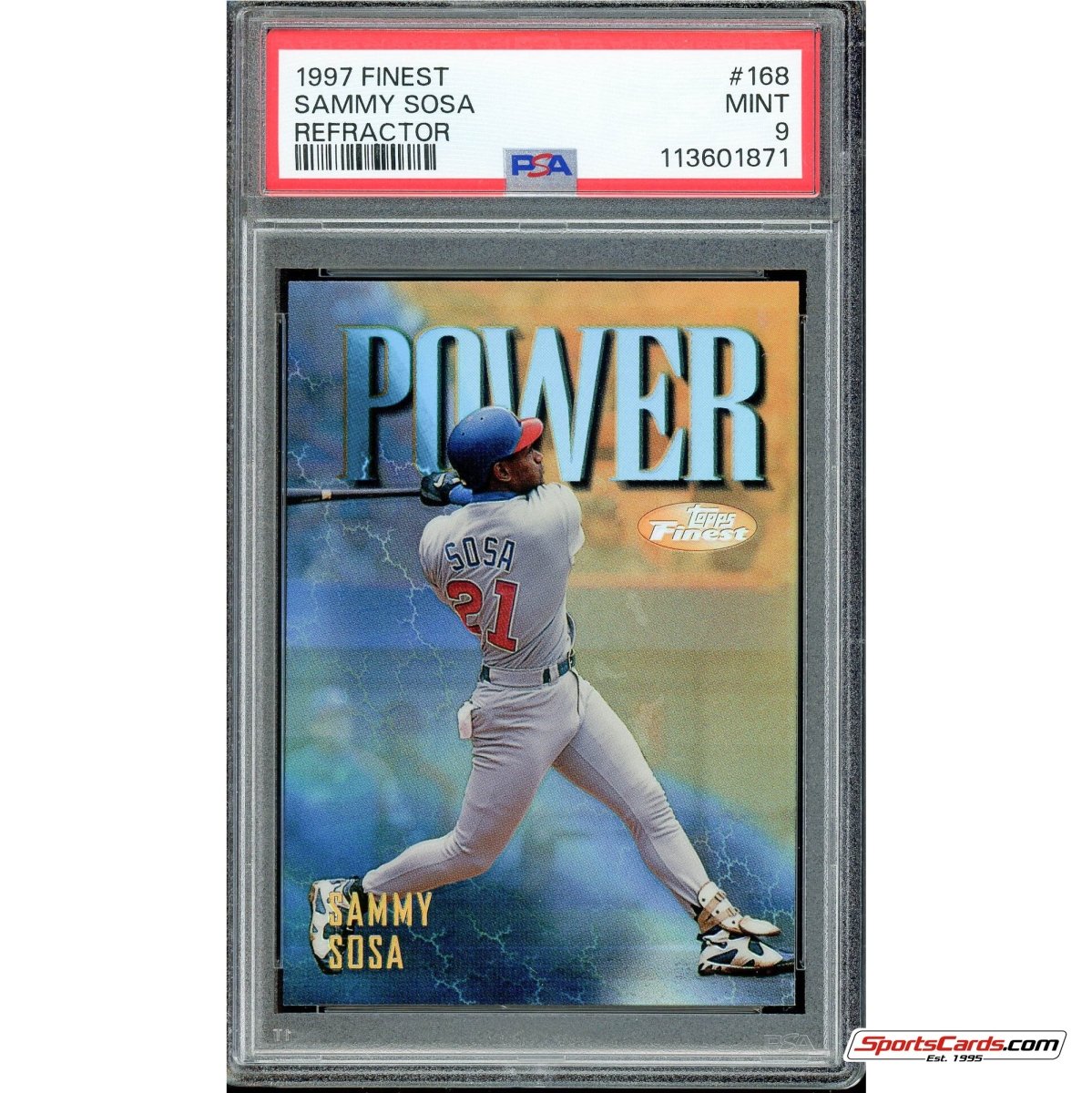 1997 Topps Finest Sammy Sosa Refractor #168 PSA 9 Mint