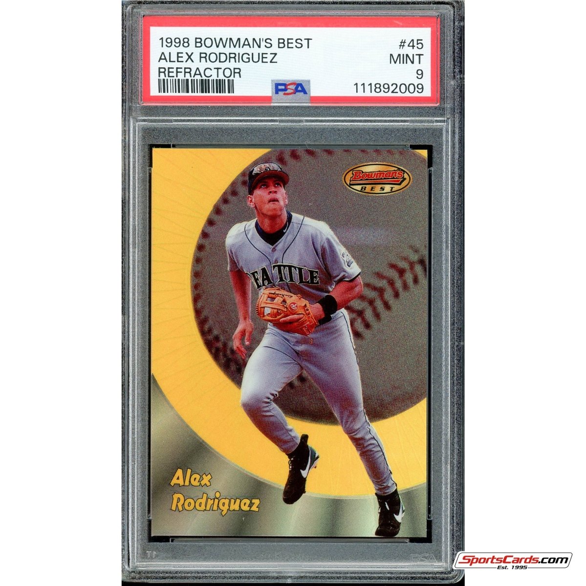 1998 Bowman's Best Alex Rodriguez Refractor #45 PSA Mint 9 #/400