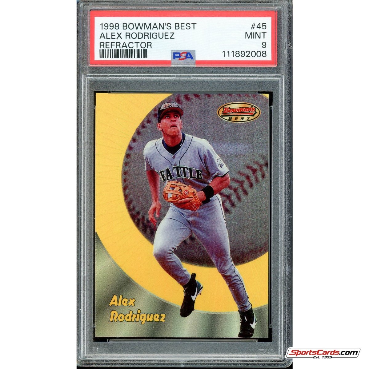 1998 Bowman's Best Alex Rodriguez Refractor #45 PSA Mint 9 #/400