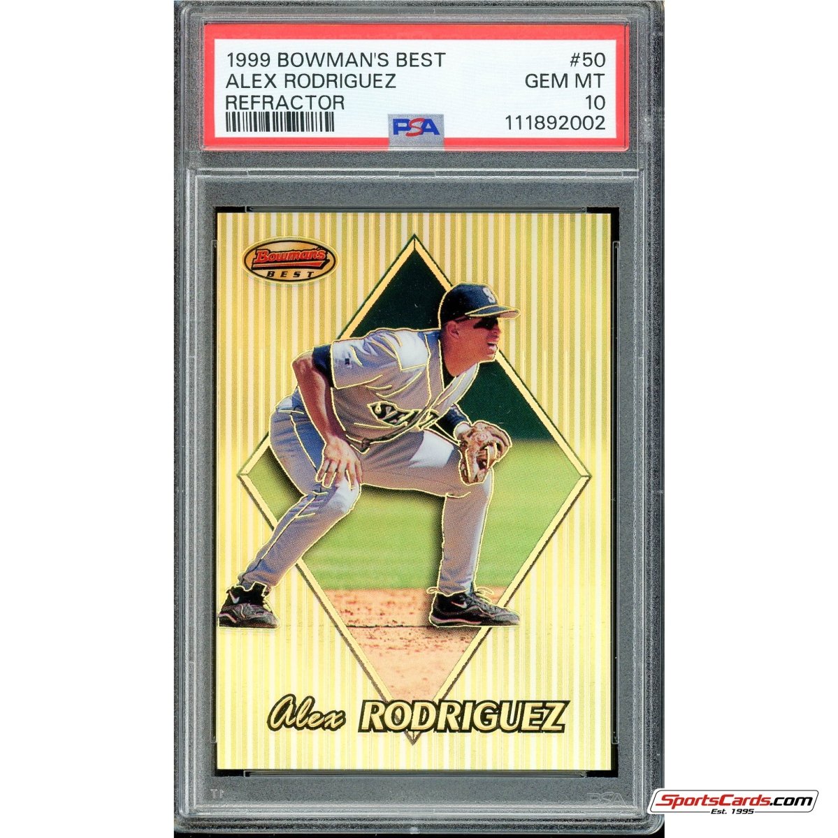 1999 Bowman's Best Alex Rodriguez Refractor #50 PSA Gem Mint 10 #/400