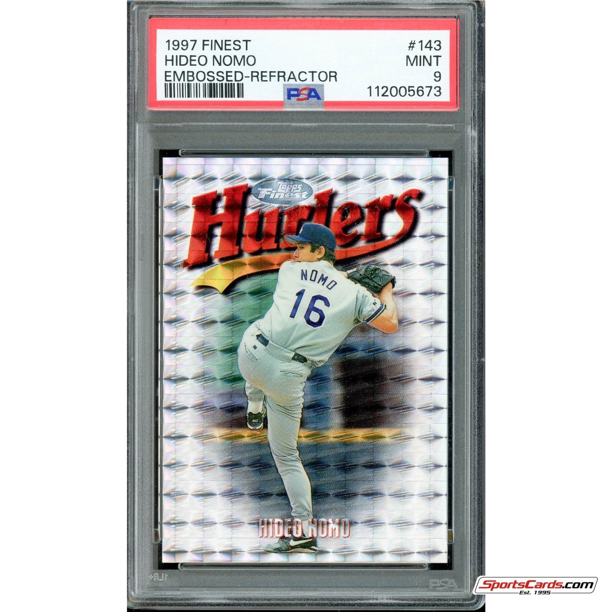 1997 Topps Finest Hideo Nomo Embossed Refractor #143 PSA 9 Mint