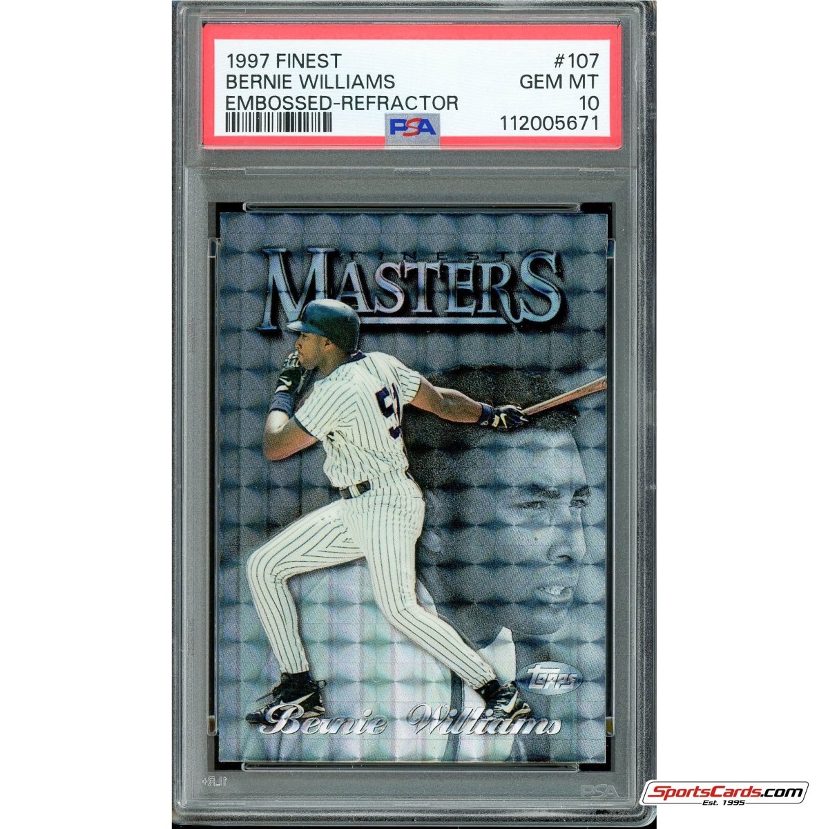 1997 Topps Finest Bernie Williams Embossed Refractor #107 PSA 10 Gem Mint