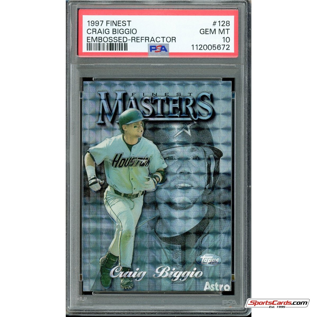 1997 Topps Finest Craig Biggio Embossed Refractor #128 PSA 10 Gem Mint