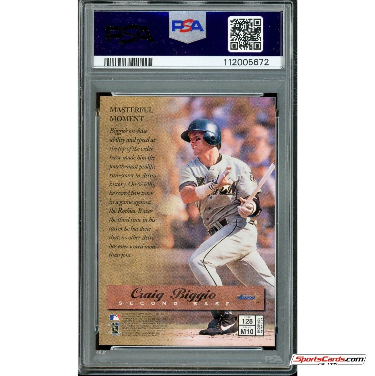 1997 Topps Finest Craig Biggio Embossed Refractor #128 PSA 10 Gem Mint