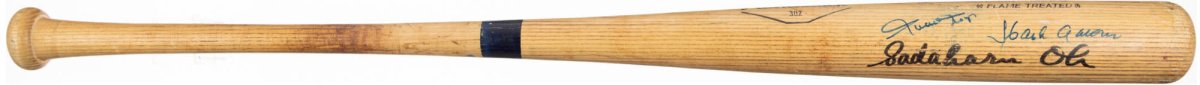 1975-79 Bobby Bonds Game Used Bat Signed By Willie Mays, Hank Aaron & Sadaharu Oh