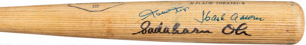 1975-79 Bobby Bonds Game Used Bat Signed By Willie Mays, Hank Aaron &amp; Sadaharu Oh