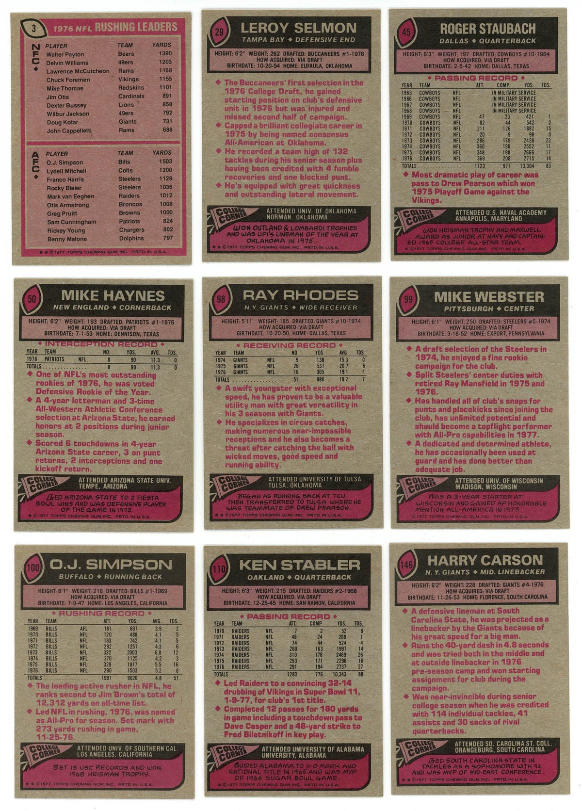 1977 TOPPS FOOTBALL COMPLETE SET BREAK - 16 CARDS PER BOX! 2 HOFERS PER BOX!