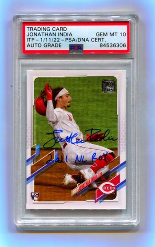 Jonathan India 2021 Topps Update Image Variation SP Signed ROY PSA 10 Auto ITP