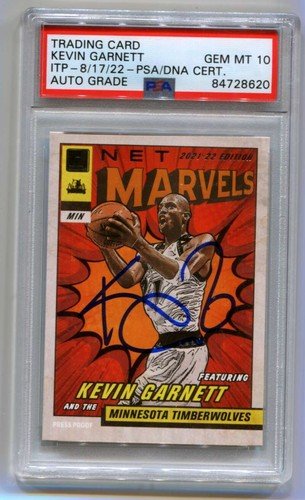 Kevin Garnett 2021-22 Donruss Net Marvels Silver Press Proof Signed PSA 10 Auto