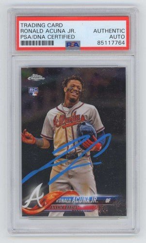 Ronald Acuna Jr 2018 Topps Chrome Update #HMT25 RC Signed Auto PSA DNA Authentic