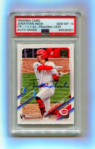 Jonathan India 2021 Topps Update #US286 Signed Rookie RC PSA 10 Auto ITP N.O.