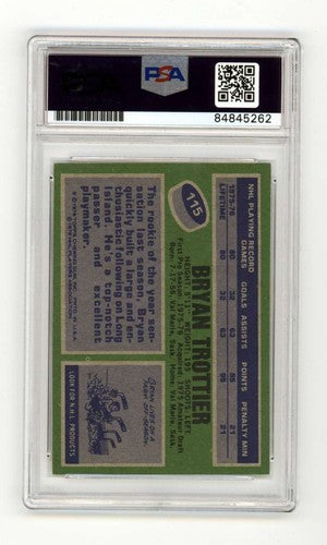 Bryan Trottier 1976-77 Topps #115 RC w/ HOF + ROY Ins Signed PSA Authentic Auto