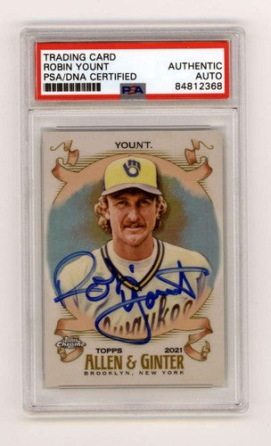 Robin Yount 2021 Topps Chrome Allen &amp; Ginter Refractor Signed PSA Authentic Auto