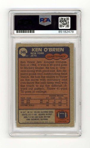 Ken O'Brien 1985 Topps #346 Rookie RC Signed PSA Authentic Auto New York Jets