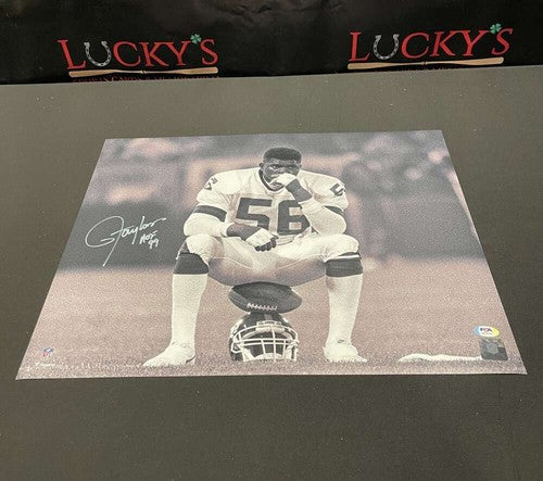Lawrence Taylor Signed Auto 16x20 Photo Fanatics B&amp;W PSA COA HOF 99 Giants