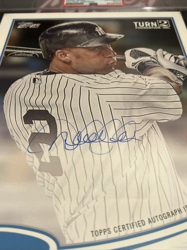 Derek Jeter 2018 Topps Turn 2 Foundation Oversized Signed On-Card Auto #4/15 PSA