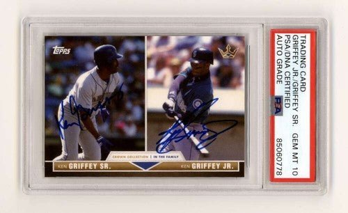 Ken Griffey Jr &amp; Sr 2022 Topps Crown Collection Witt #36 Dual Signed PSA 10 Auto
