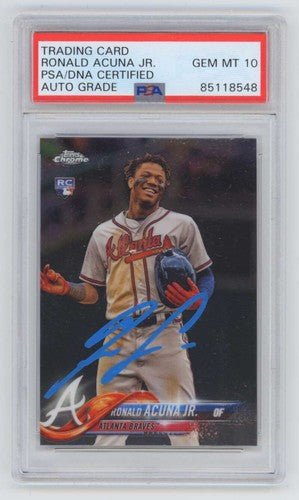 Ronald Acuna Jr 2018 Topps Chrome Update #HMT25 RC Signed PSA 10 Auto Braves