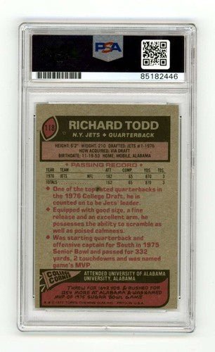 Richard Todd 1977 Topps #118 Rookie RC Signed PSA Authentic Auto New York Jets