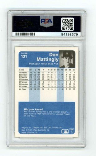 Don Mattingly 1984 Fleer #131 Rookie RC Signed PSA Authentic Auto NY Yankees