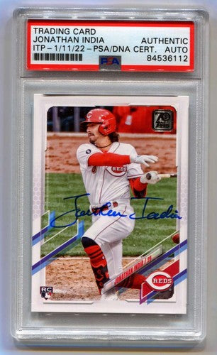 Jonathan India 2021 Topps Update #US286 Rookie RC Signed Auto PSA DNA ITP
