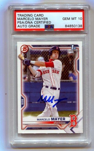 Marcelo Mayer 2021 Bowman Draft Paper 1st Prospect Signed PSA 10 Auto Red Sox
