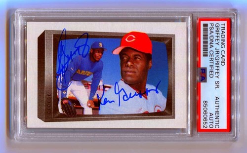 Ken Griffey Jr &amp; Sr 1989 Bowman #259 Rookie RC Dual Signed PSA Authentic Auto