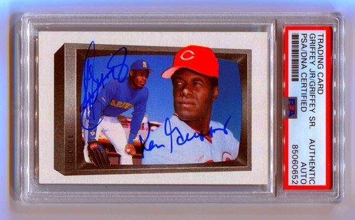Ken Griffey Jr & Sr 1989 Bowman #259 Rookie RC Dual Signed PSA Authentic Auto
