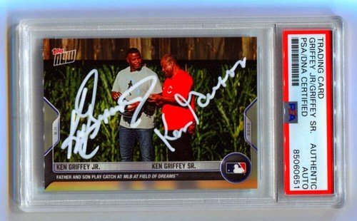 Ken Griffey Jr Sr 2022 Topps Now 690 Field of Dreams Dual Signed PSA Auth. Auto