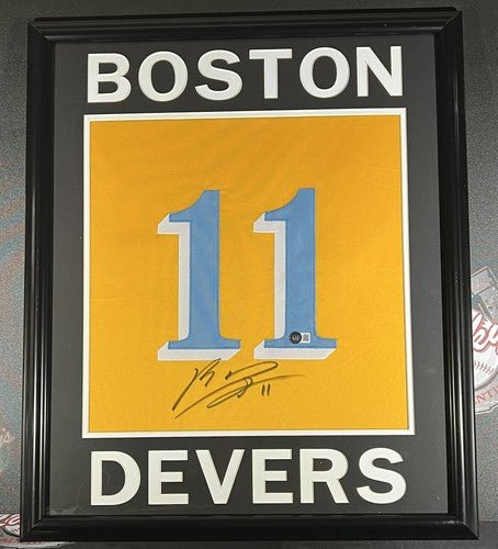 Rafael Devers Signed Framed Custom Jersey Boston Red Sox Beckett BAS COA