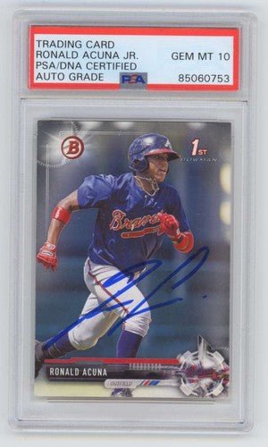Ronald Acuna Jr 2017 Bowman Paper #BP127 1st Rookie RC Signed PSA 10 Auto Braves