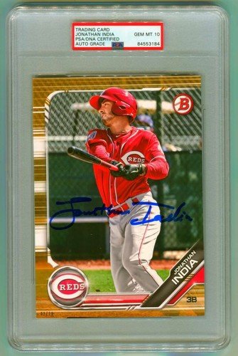 Jonathan India 2019 Bowman 5x7 Oversized Gold RC #/10 Signed PSA 10 Auto RC