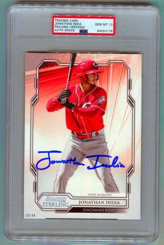 Jonathan India 2019 Bowman Sterling 5x7 Oversized #/49 RC Signed PSA 10 Auto RC