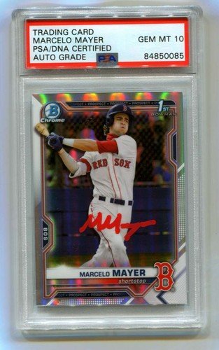 Marcelo Mayer 2021 Bowman Chrome Draft 1st Refractor Signed PSA 10 Auto Red Sox