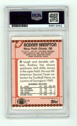 Rodney Hampton 1990 Topps Traded #30T Rookie RC Signed PSA Authentic Auto Giants