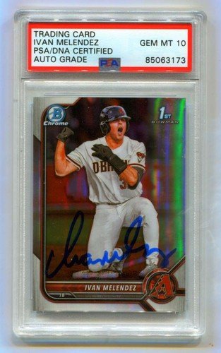 Ivan Melendez 2022 Bowman Chrome Draft #BDC-29 1st Refractor Signed PSA 10 Auto