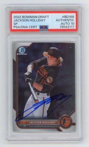 Jackson Holliday 2022 Bowman Draft Chrome 168 Image Variation Signed PSA 10 Auto