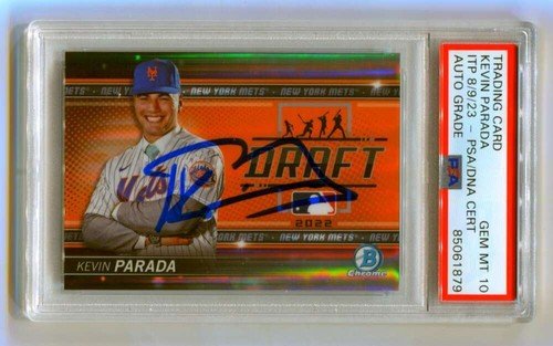 Kevin Parada 2022 Bowman Draft Night BDN-4 Refractor #/250 Signed PSA 10 Auto