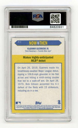 Vladimir Guerrero Jr. 2019 Topps Heritage Now &amp; Then #NT-12 Signed PSA 10 Auto