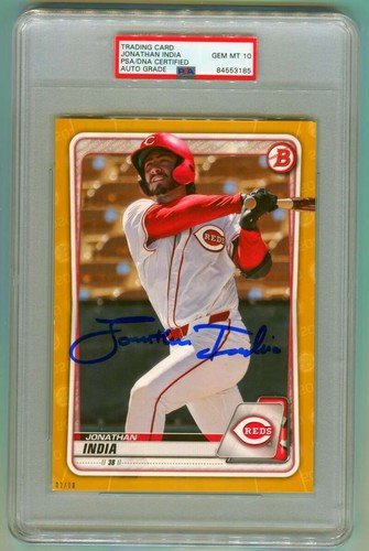 Jonathan India 2020 Bowman 5x7 Oversized Gold RC #/10 Signed PSA 10 Auto RC