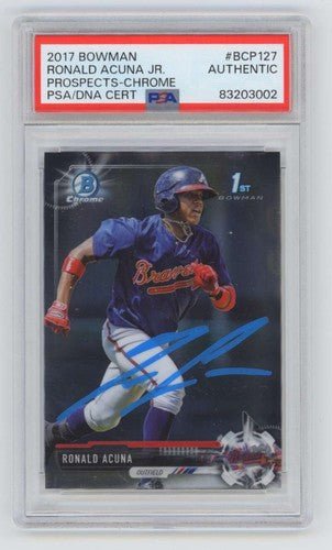 Ronald Acuna Jr 2017 Bowman Chrome #BCP-127 1st Rookie Signed PSA Authentic Auto