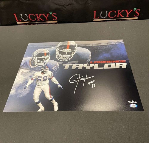 Lawrence Taylor Signed Auto 16x20 Photo Comp LE /56 PSA COA HOF 99 Giants