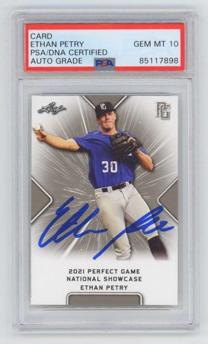 Ethan Petry 2021 Leaf Perfect Game #36 Signed PSA 10 Auto Washington Nationals