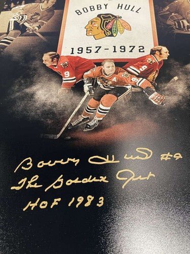 Bobby Hull Signed 16x20 Photo The Golden Jet + HOF 1983 Blackhawks PSA COA